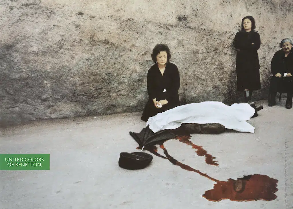 Photo: Benetton S/S 1992, “Murder”. Concept: Oliviero Toscani. Credits: Franco Zecchini/Magnum.